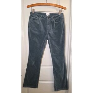 Ann Mashburn Flare Cropped 5-Pocket Velvet Pants size 26 Blue Gray Jeans Stretch
